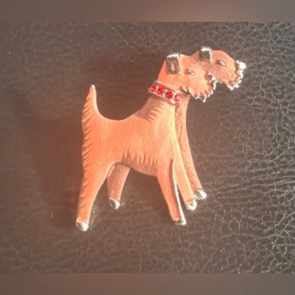 Stylish Dog Brooch with Red Accents